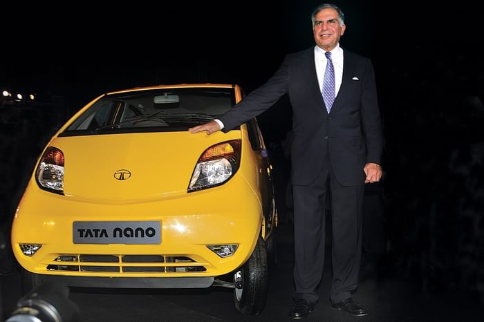 Ratan Tata with the Tata Nano Ratan Tata with the Tata Nano